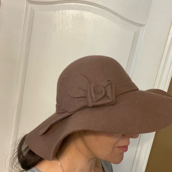 Floppy Sun Hat Summer Spring Brown Floral Wool Elegant One Size Rose - Picture 6 of 7